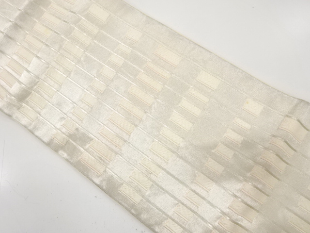 アンティーク　縞に変わり枡模様織り出し袋帯（材料）